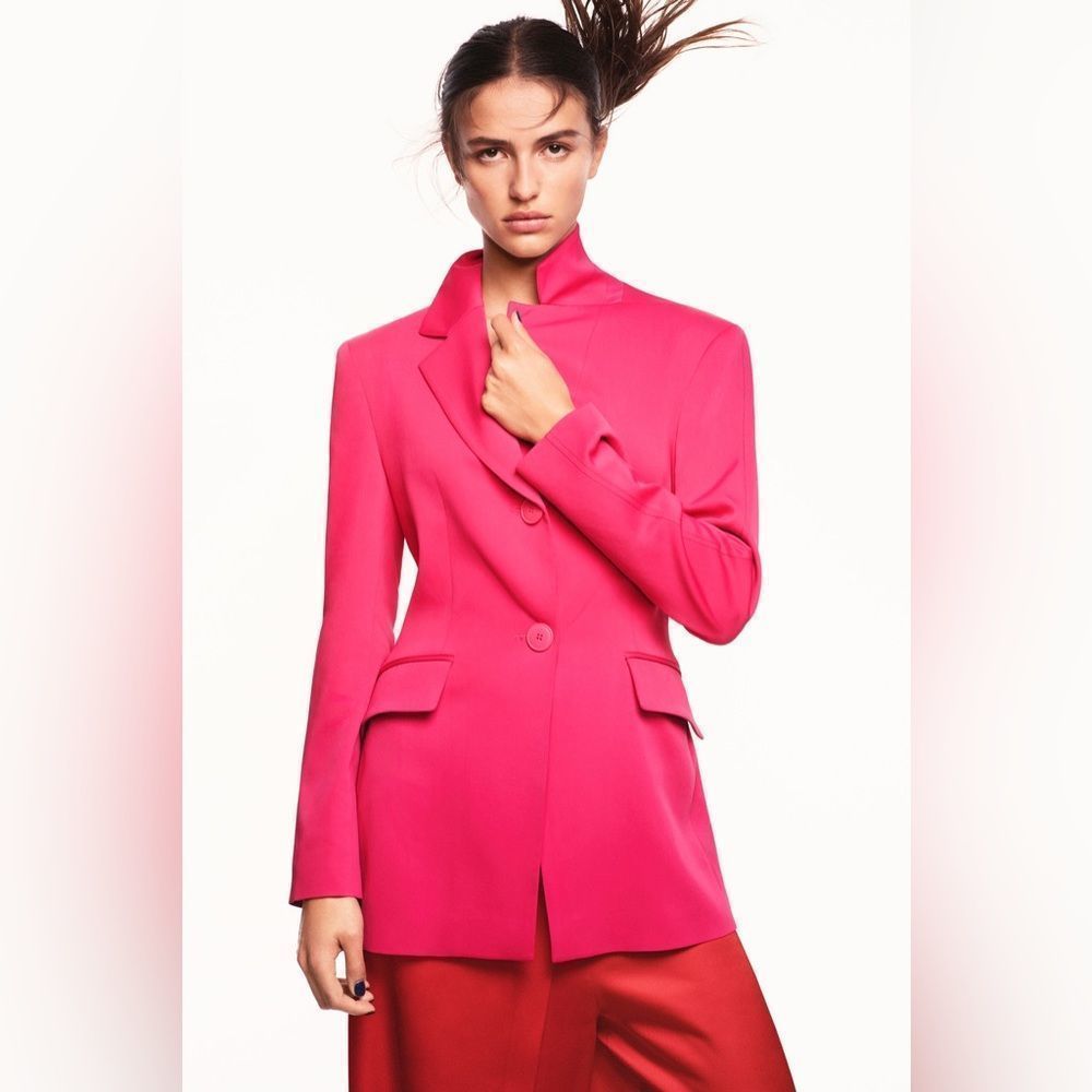 ZARA Pink Blazer with Black Trim